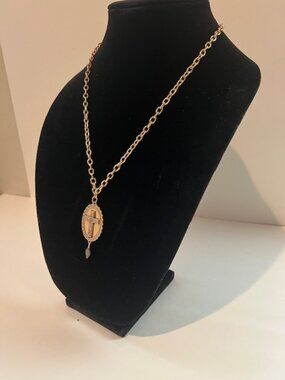 Katia Designs Gold Toggle Choker "Believe" Cross Charm - NWOT